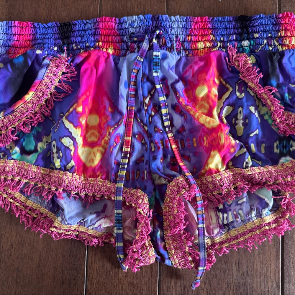 Pilyq Multicolor Fringe Swim Coverup Shorts